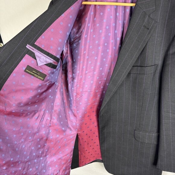 Gabucci Vitale Barberis Canonico Super 110’s Charcoal Pinstripe Blazer Men’s 46 - Picture 7 of 9